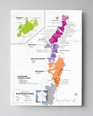 12x16 France Burgundy (Bourgogne)  wine map by Wine Folly