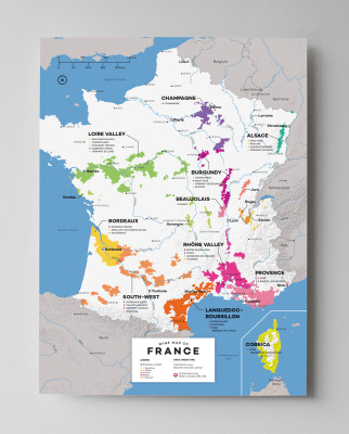 12x16 France wine map by Wine Folly