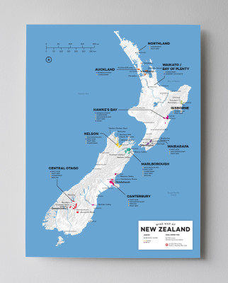 12x16 New Zealand wine map by Wine Folly