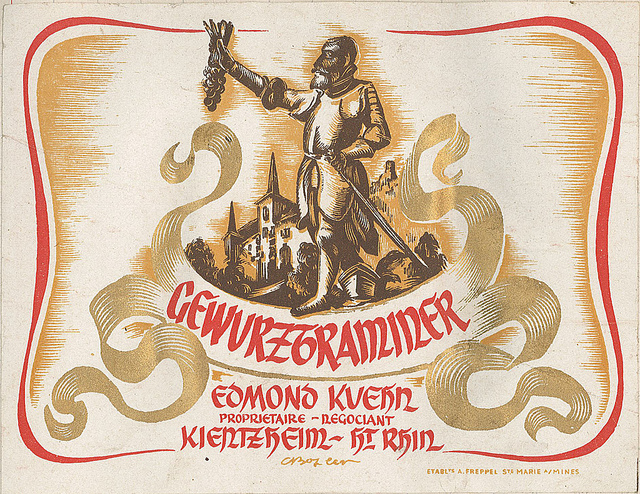 Alsace Gewurztraminer Vintage Wine Label