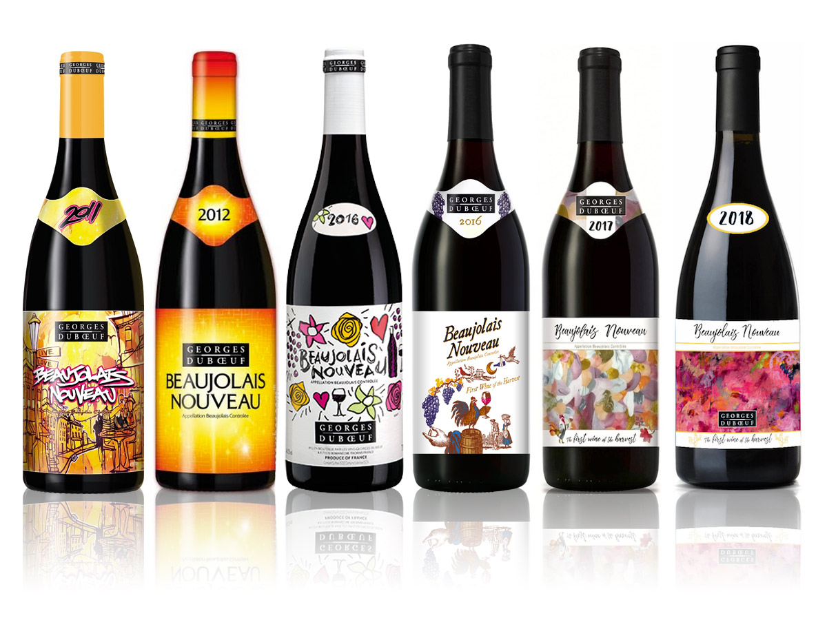 Georges duBoeuf Beaujolais Nouveau Label designs