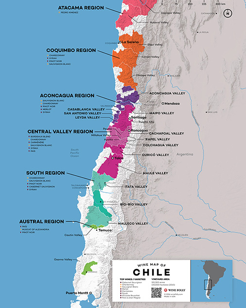 Wine map of Chile