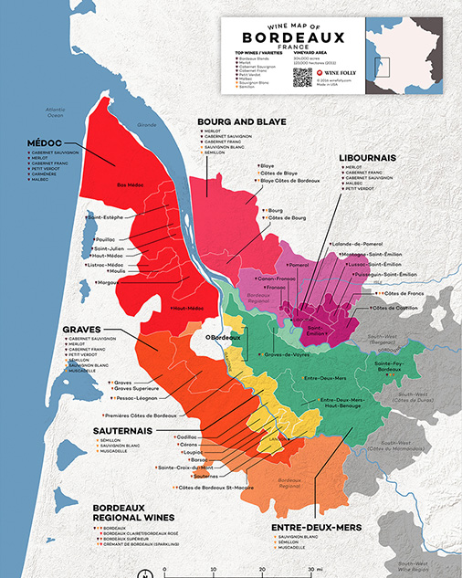 Wine map of Bordeaux France - Wine Folly