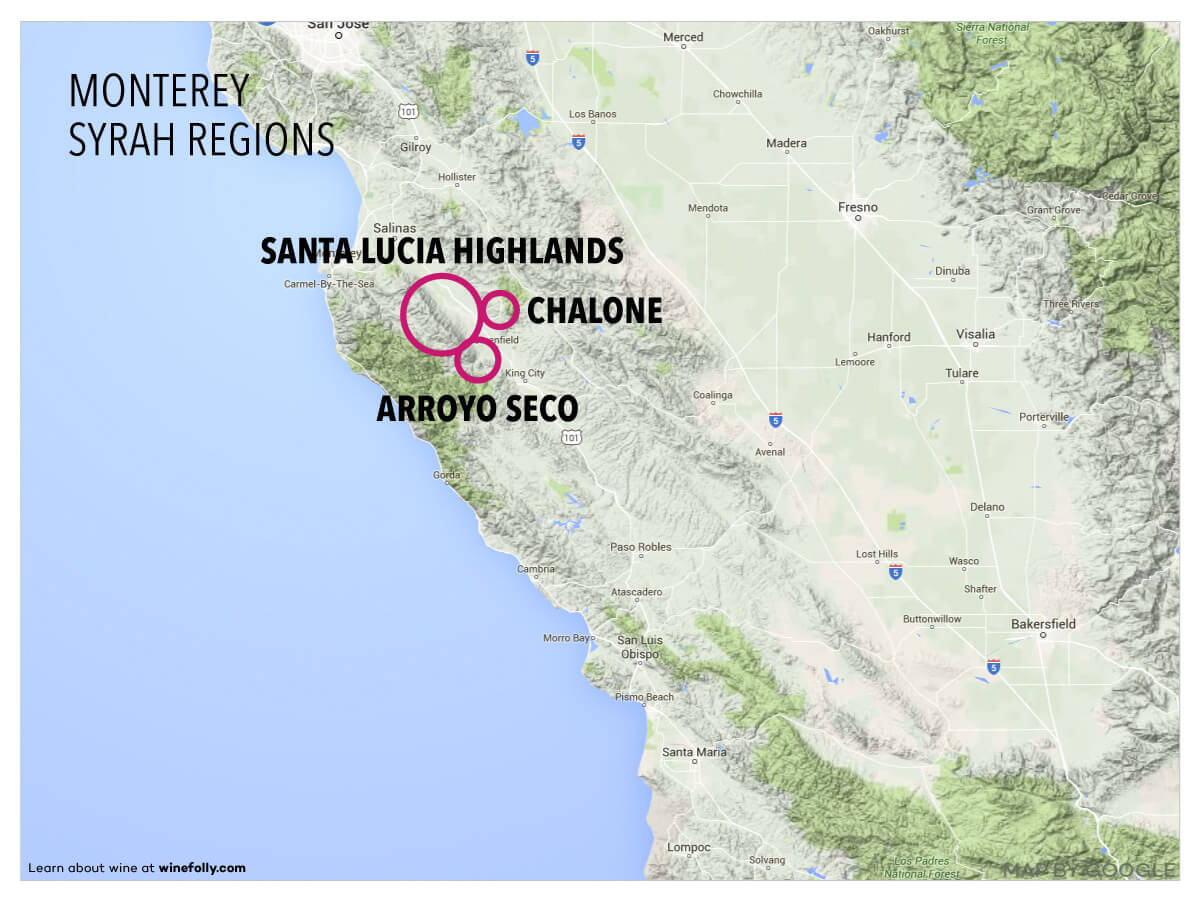 Monterey Syrah Region map