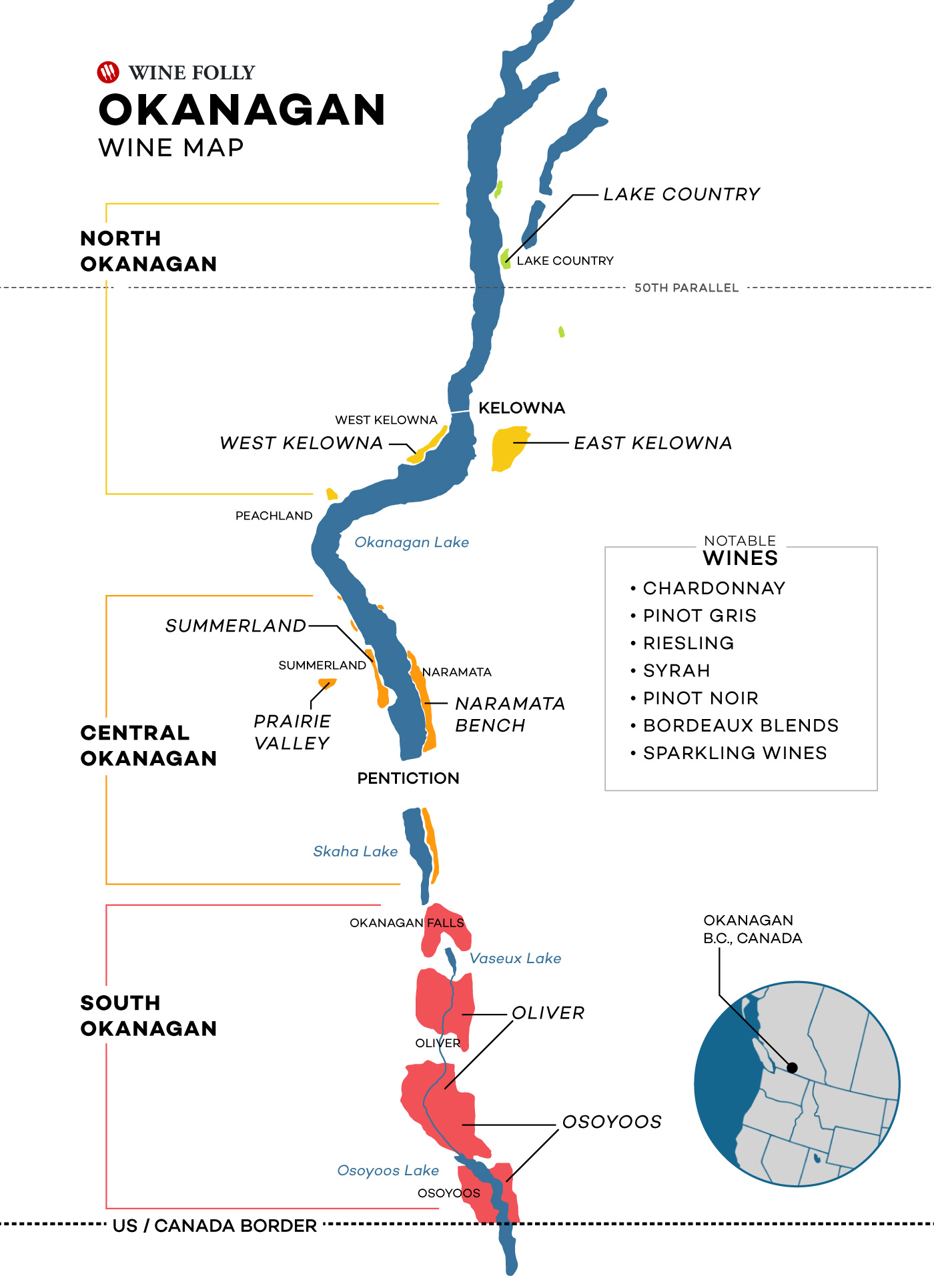 Okanagan Wine Map by Wine Folly