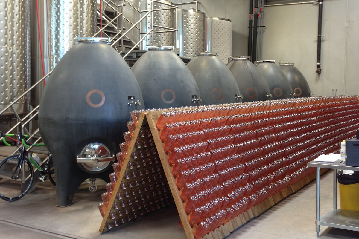 Egg shaped fermenters at the Okanagan Crush Pad winery in British Columbia.