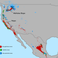 Change in areas suitable for growing wine grapes through 2050 in Western United States. by conservation.org